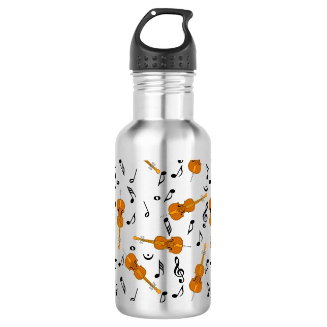 Cello Music Note Pattern  Stainless Steel Water Bottle (Front)