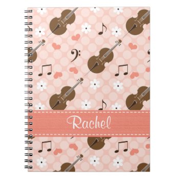 Cello Music Note Spiral Notebook Journal by cutecustomgifts at Zazzle