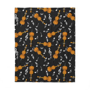 Cello Music Notes Pattern Fleece Blanket