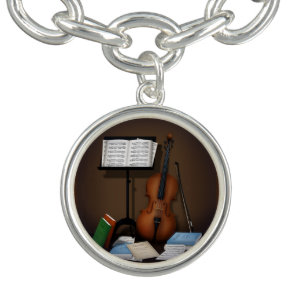 Cello & Music Stand Charming Miniature Scene Bracelet