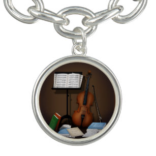 Cello & Music Stand Charming Miniature Scene Bracelet