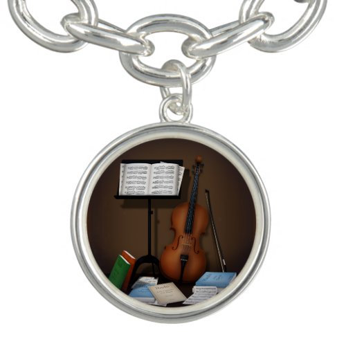 Cello  Music Stand Charming Miniature Scene Bracelet