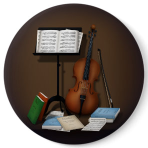 Cello & Music Stand Charming Miniature Scene Button