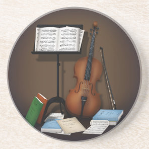 Cello & Music Stand Charming Miniature Scene Coaster