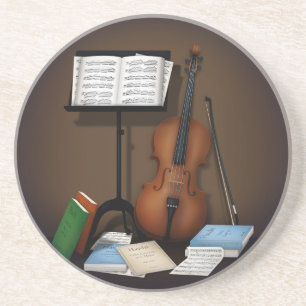 Cello & Music Stand Charming Miniature Scene Coaster
