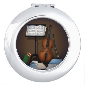 Cello & Music Stand Charming Miniature Scene Compact Mirror