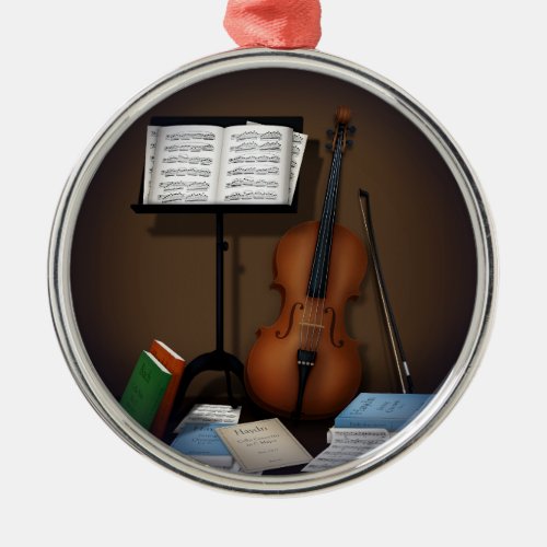 Cello  Music Stand Charming Miniature Scene Metal Ornament