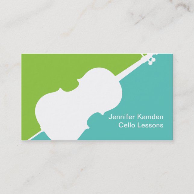 Cello Music Teacher Player Cellist Musician Business Card (Front)