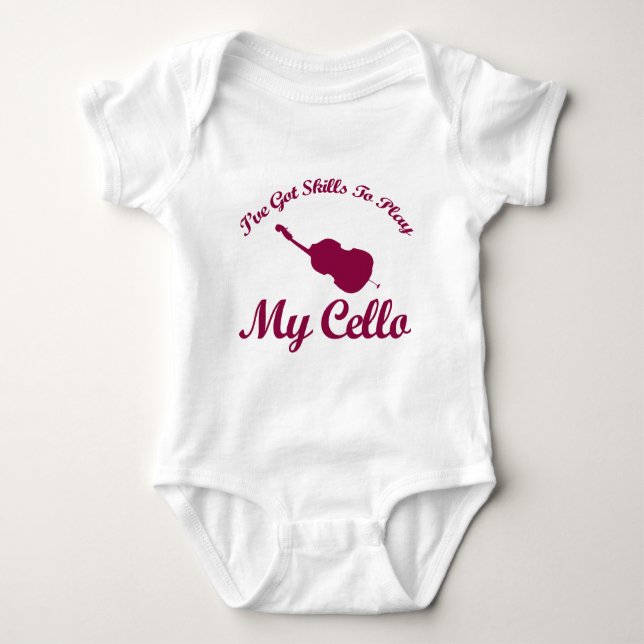 cello musical designs baby bodysuit (Front)