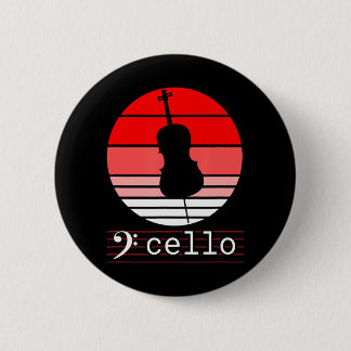 Cello Musical Instrument with red Sunset Cello Button