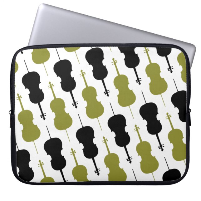 Cello Musical Pattern Laptop Sleeve (Front)