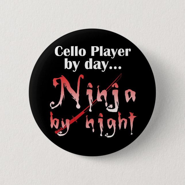 Cello Ninja Pinback Button (Front)