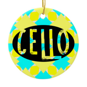 Cello Oval Rough Text Ceramic Ornament