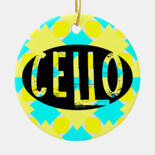 Cello Oval Rough Text Ceramic Ornament