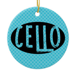 Cello Oval Rough Text Ceramic Ornament