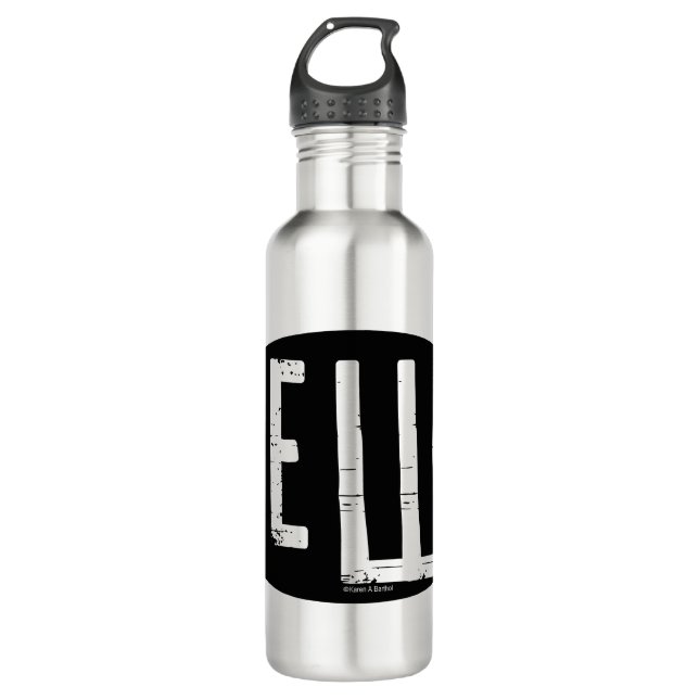 Cello Oval Rough Text Stainless Steel Water Bottle (Front)