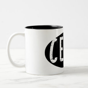 Cello Oval Rough Text Two-Tone Coffee Mug