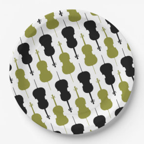 Cello Pattern - Green and Black Paper Plates