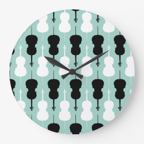 Cello Pattern - Teal Large Clock