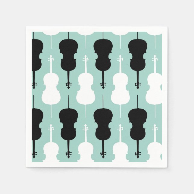 Cello Pattern - Teal Napkins (Front)