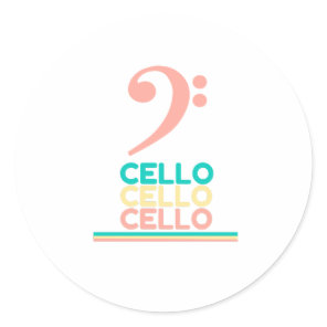 Cello Pink Bass Clef Classic Round Sticker