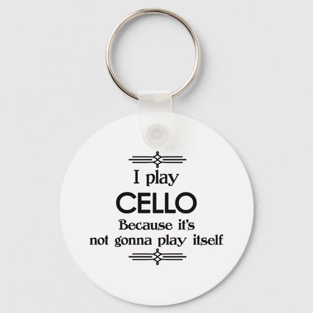 Cello - Play Itself Funny Deco Music Keychain (Front)
