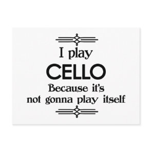 Cello - Play Itself Funny Deco Music Postcard