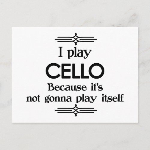 Cello _ Play Itself Funny Deco Music Postcard
