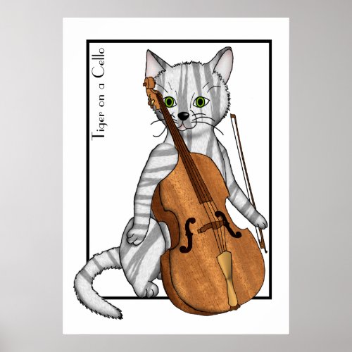 Cello Played by a Tiger Poster