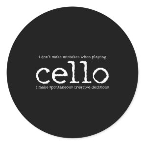 Cello Player Cellist Funny Gift  Classic Round Sticker