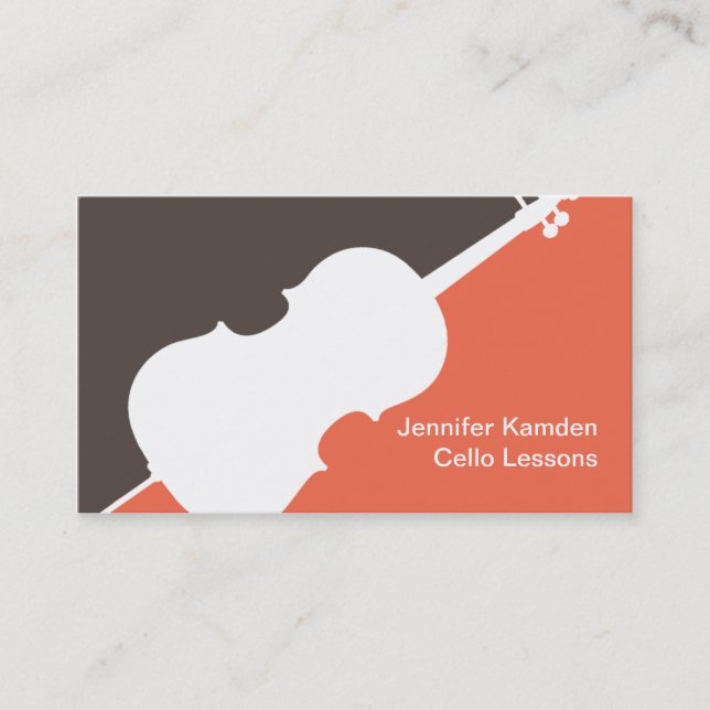 Cello Player Cellist Teacher Music Studio Musician Business Card (Front)