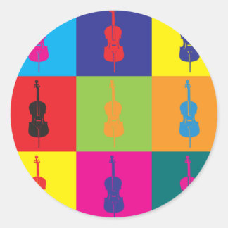 Cello Pop Art Classic Round Sticker