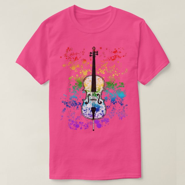 Cello Rainbow Colours Cellist String Player Orches T-Shirt (Design Front)