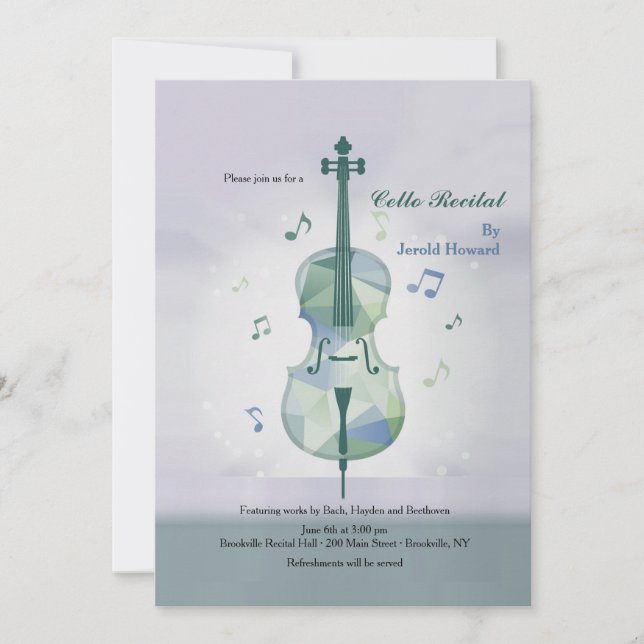 Cello Recital Gray Invitation (Front)