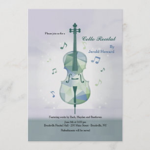 Cello Recital Gray Invitation