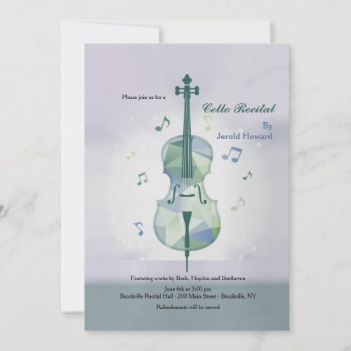 Cello Recital Gray Invitation