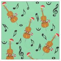 Cello Santa Hat Music Notes Fabric 