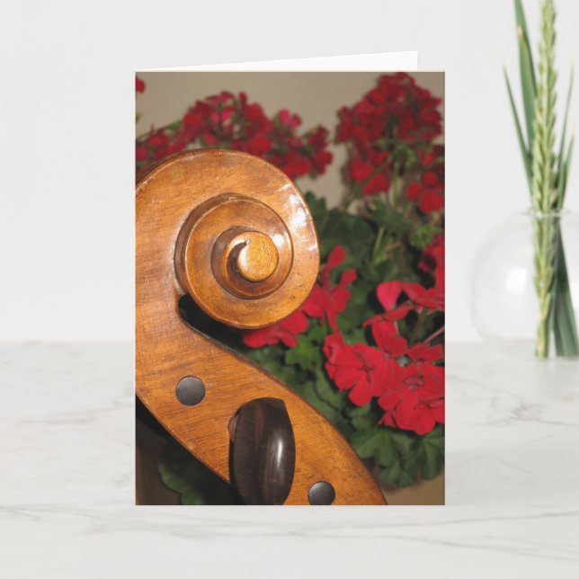 Cello Scroll Flowers greeting card (Front)