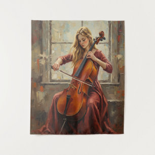 Cello Serenade by the Window Tapestry