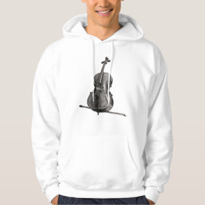 Cello Sketch Black & White Drawing Hoodie