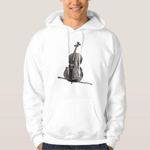 Cello Sketch Black & White Drawing Hoodie