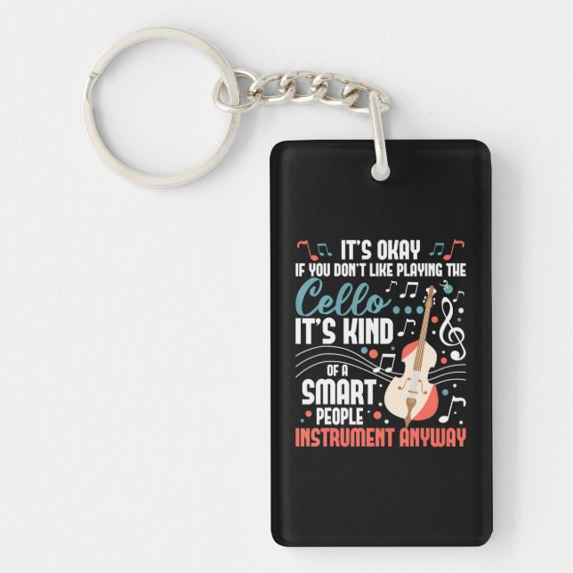 Cello Smart People Instrument Cellist Orchestra Keychain (Front)