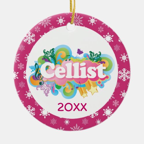 Cello Snowflake Music Christmas Ornament