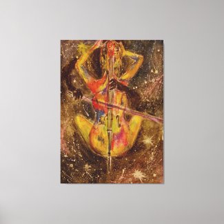 Cello Space Sonata Canvas Print - Abstract Paintin