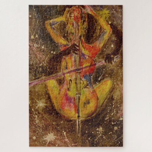 Cello Space Sonata _ Lady with Cello _ Painting Jigsaw Puzzle