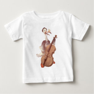 Cello Stork: Classical Music Animal in Yellow Mead Baby T-Shirt