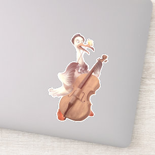 Cello Stork: Classical Music Animal in Yellow Mead Sticker