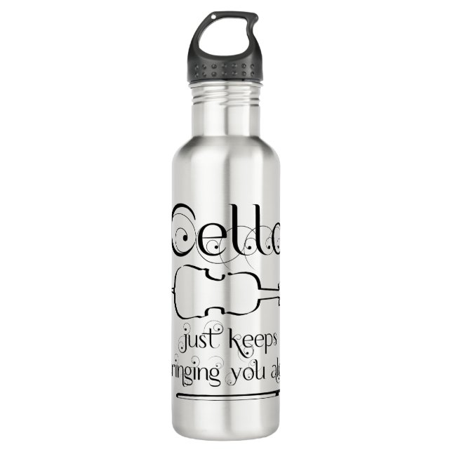 Cello String Along Stainless Steel Water Bottle (Front)