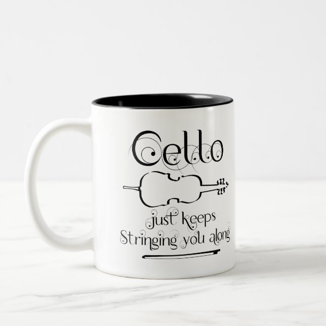 Cello String Along Two-Tone Coffee Mug (Left)