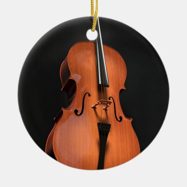 Cello Strings Stringed Instrument Wood Instrument Ceramic Ornament (Front)